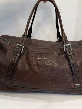 Cole Haan Dark Brown Leather Duffel Bag need cleaning outside project bag